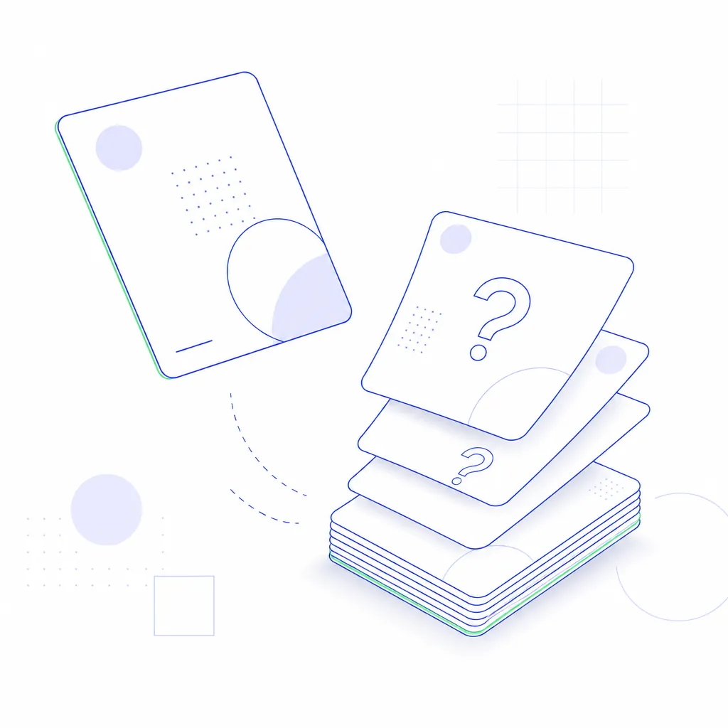 A bright composition of a cover letter and a set of interview question cards lifting off a white page
